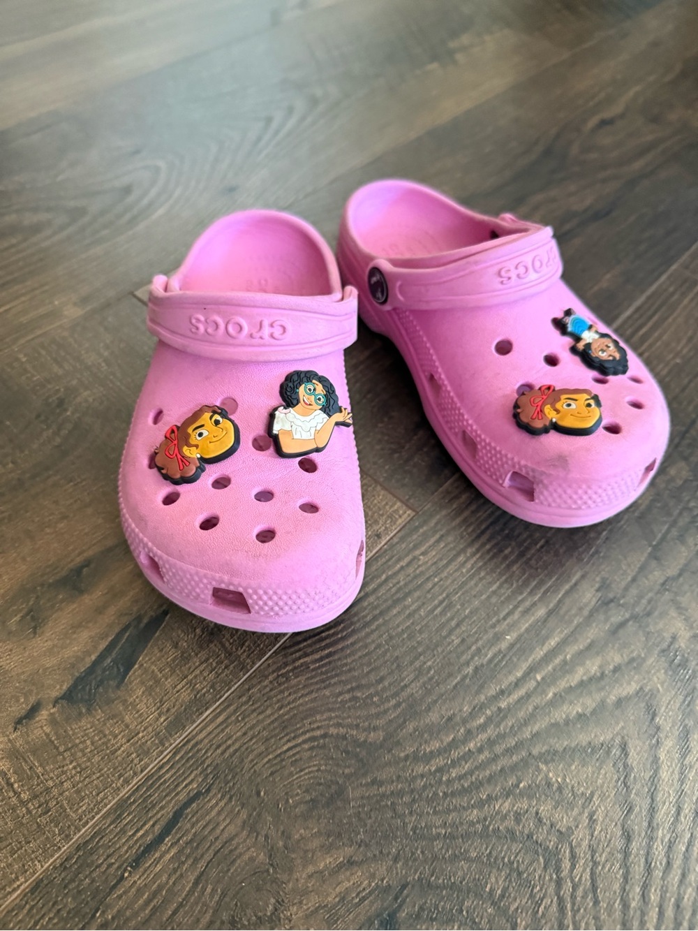 CROCS Kids Classic Clog in Bright Pink with Character Jibbitz